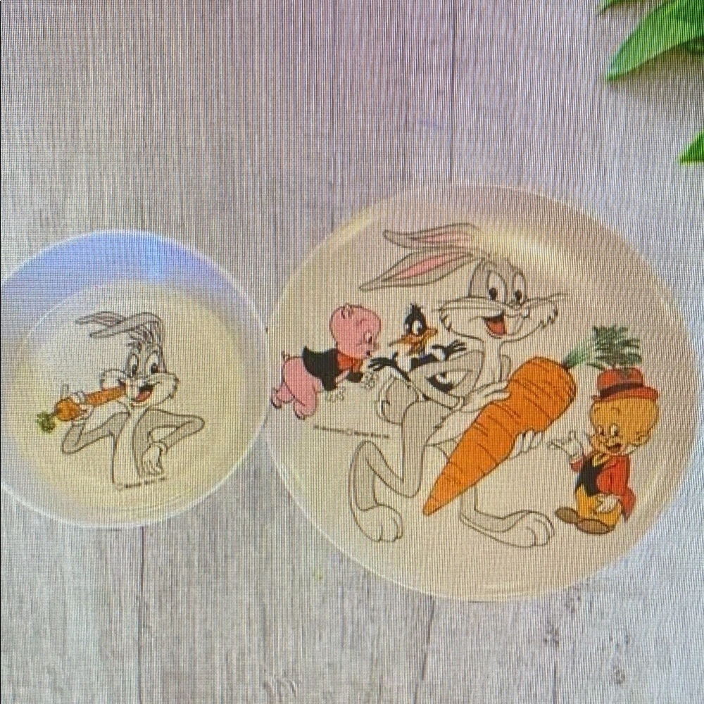 Vintage LenoxWare Warner Bros. Looney Tunes Melamine Plate Bugs Bunny Bowl Set